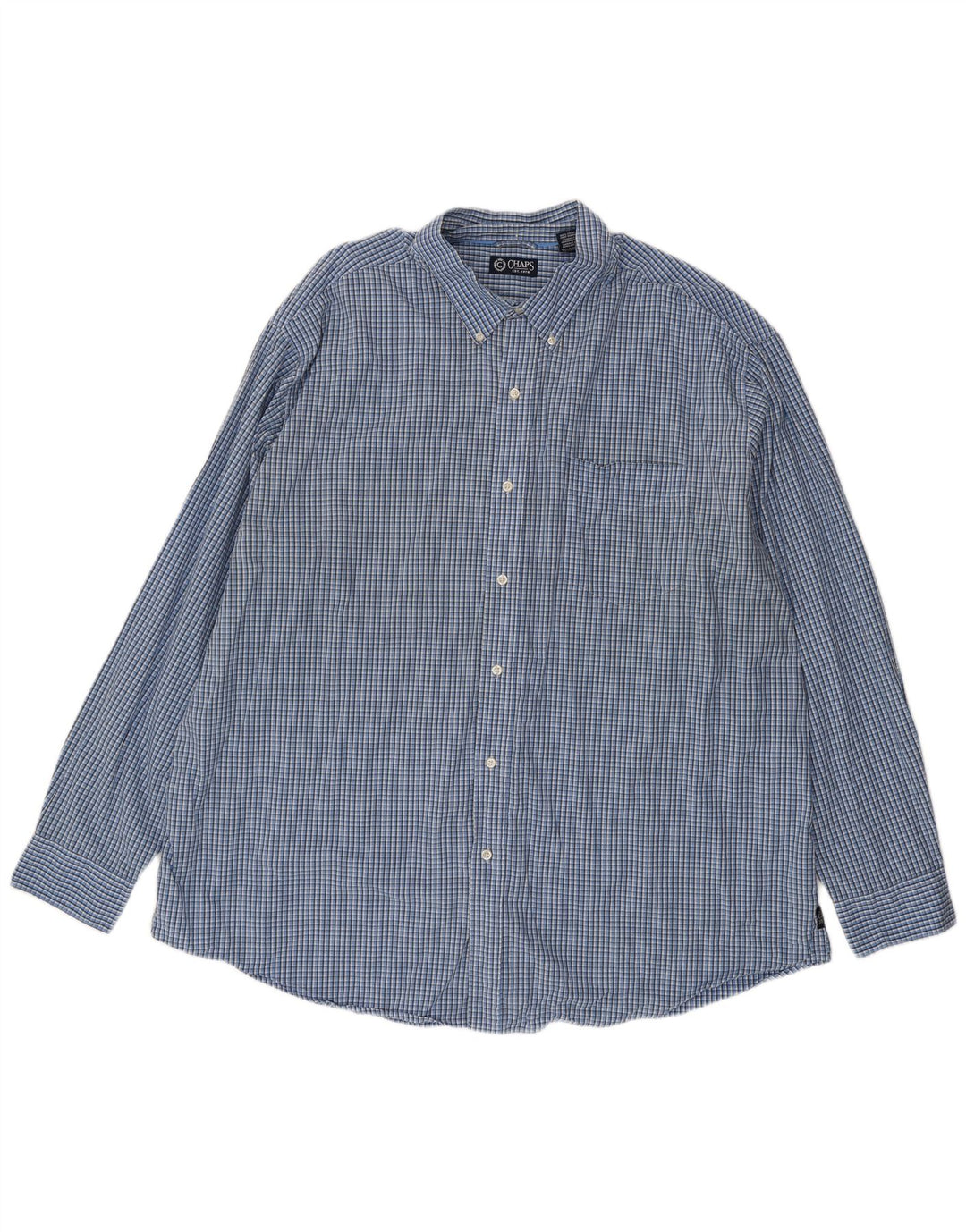 Chaps Mens Shirt 3XL Blue Gingham Cotton