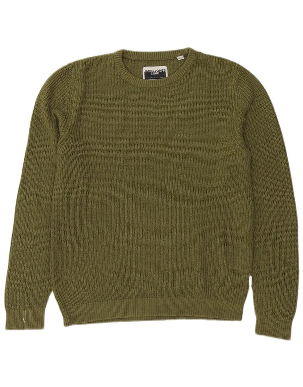 Jack & Jones Mens Boat Neck Jumper Sweater Large Khaki Acrylic