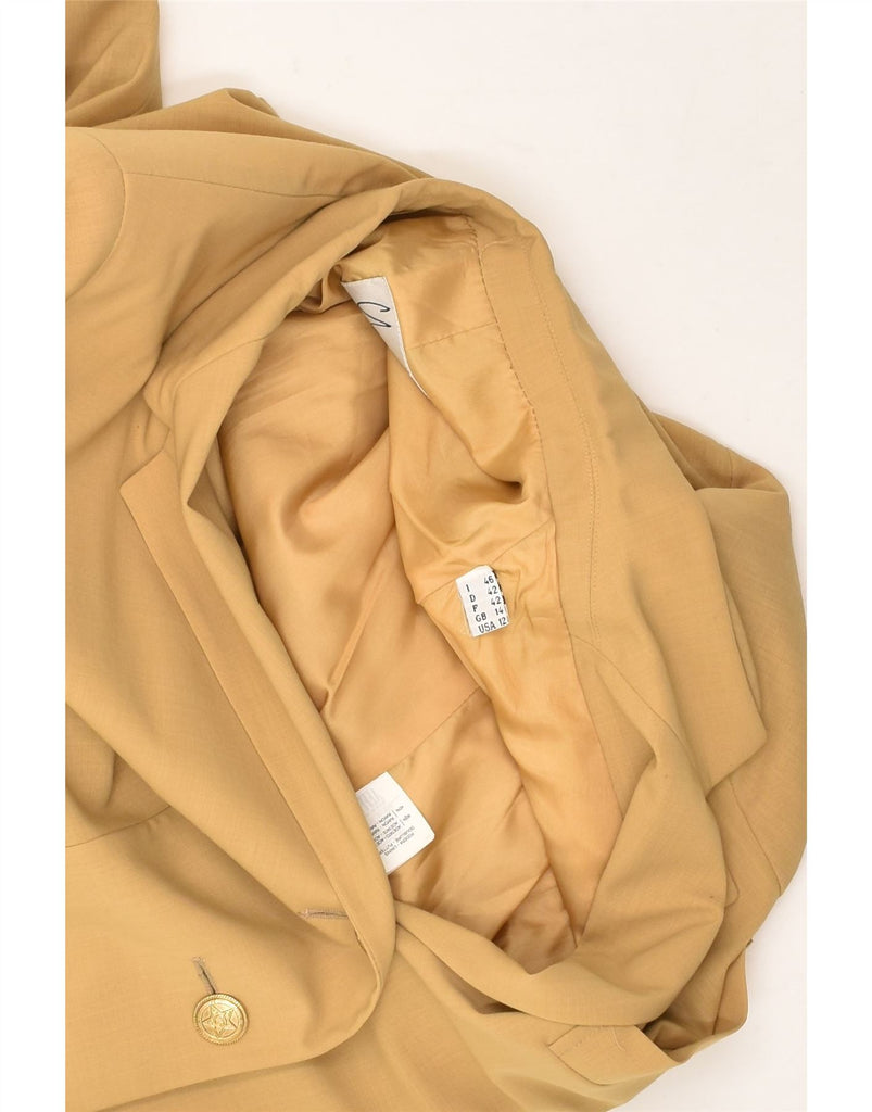MOSCHINO Womens 3 Button Blazer Jacket UK 14 Large Beige Acetate | Vintage Moschino | Thrift | Second-Hand Moschino | Used Clothing | Messina Hembry 