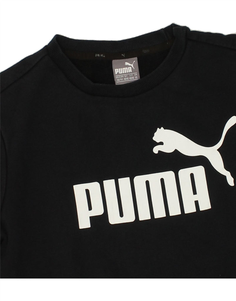 PUMA Mens Graphic Sweatshirt Jumper XS Black Cotton | Vintage Puma | Thrift | Second-Hand Puma | Used Clothing | Messina Hembry 