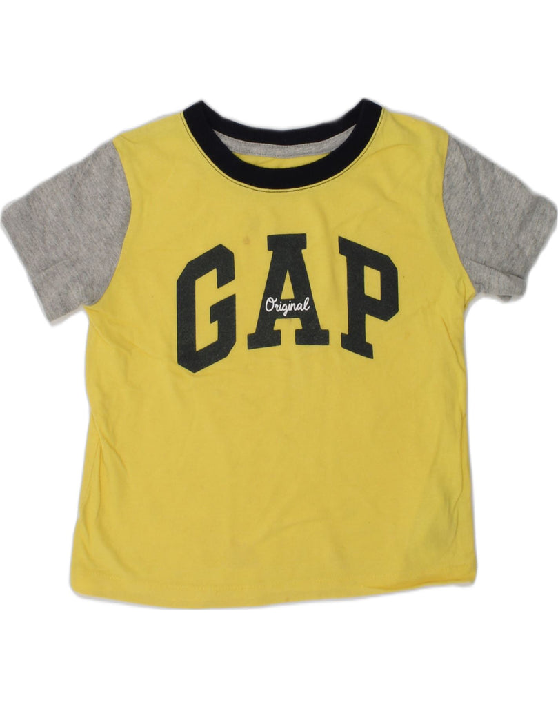 GAP Boys Graphic T-Shirt Top 2-3 Years Yellow Cotton | Vintage Gap | Thrift | Second-Hand Gap | Used Clothing | Messina Hembry 