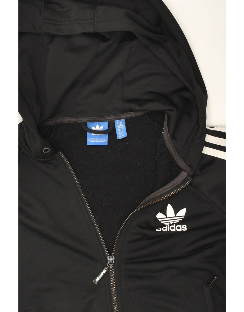 ADIDAS Womens Zip Hoodie Sweater UK 6 XS  Black Polyester | Vintage Adidas | Thrift | Second-Hand Adidas | Used Clothing | Messina Hembry 