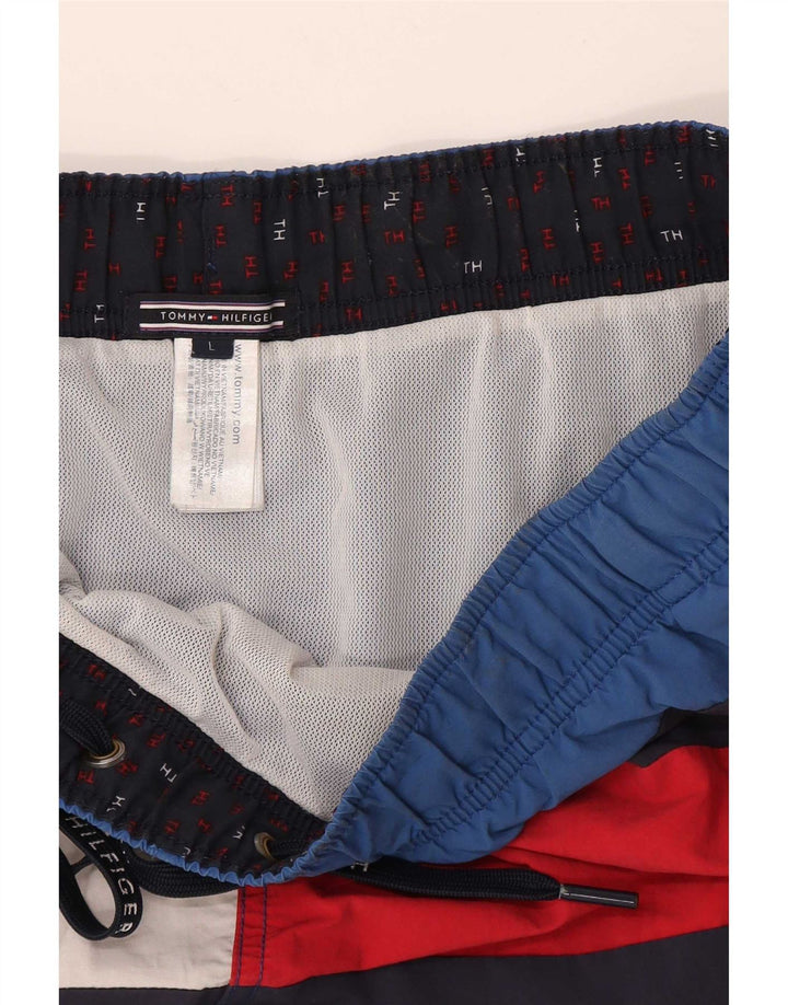 Tommy Hilfiger Mens Swimming Shorts Large Blue Colourblock Polyamide