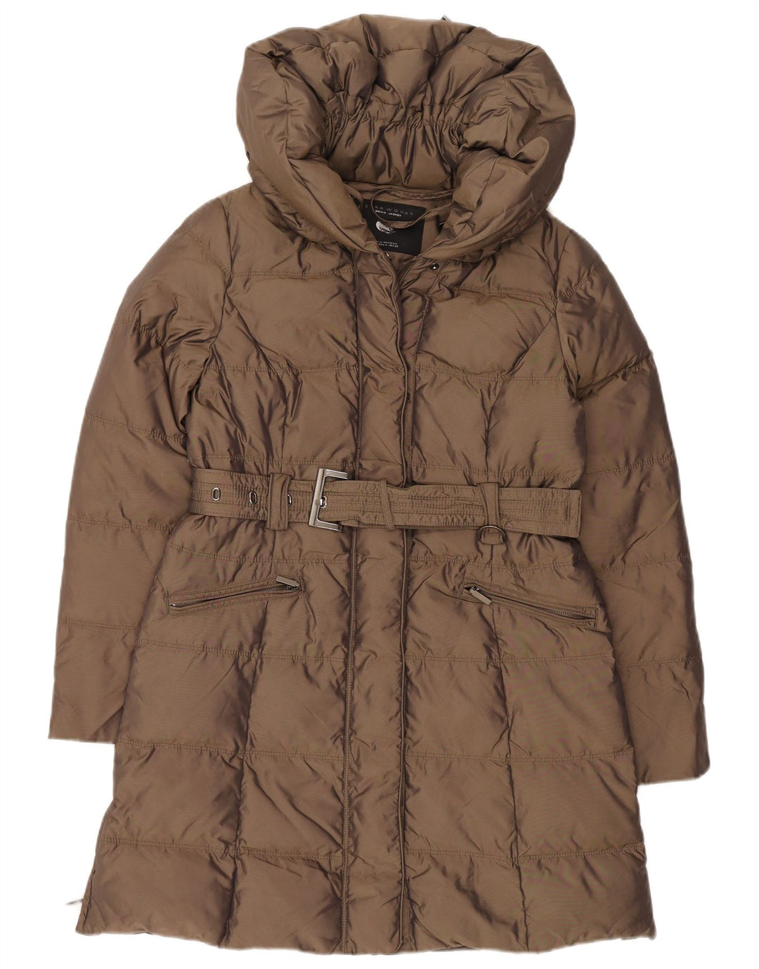 Zara Womens Padded Coat UK 14 Medium Brown Nylon
