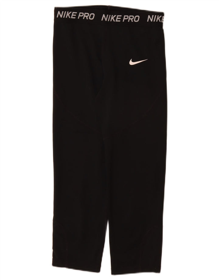 NIKE Girls Graphic Tracksuit Trousers 7-8 Years  Black Polyester
