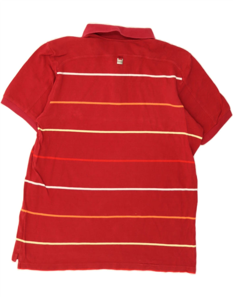 ADIDAS Mens Polo Shirt Large Red Striped Cotton Vintage Adidas and Second-Hand Adidas from Messina Hembry 