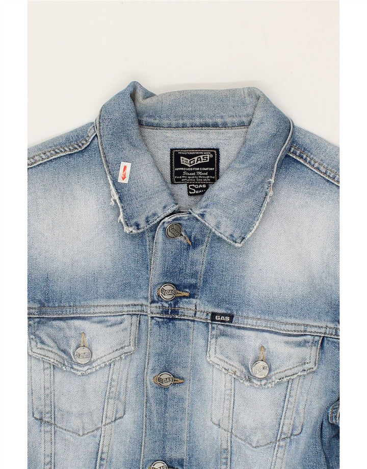 GAS Womens Crop Denim Jacket UK 10 Small Blue Vintage Gas and Second-Hand Gas from Messina Hembry 