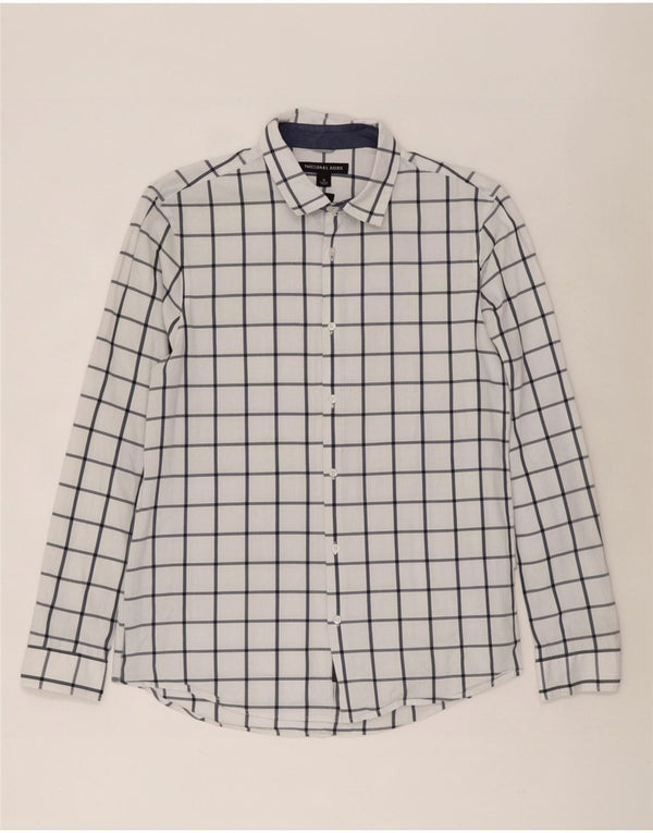 Michael Kors Mens Slim Fit Shirt Medium White Check