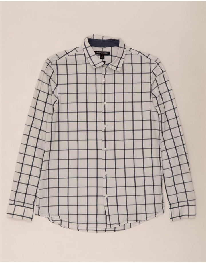Michael Kors Mens Slim Fit Shirt Medium White Check
