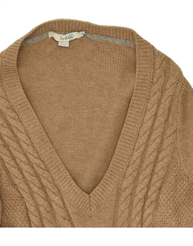 BODEN Womens Longline V-Neck Jumper Sweater UK 14 Medium Brown | Vintage Boden | Thrift | Second-Hand Boden | Used Clothing | Messina Hembry 