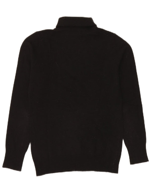 Benetton Womens Roll Neck Jumper Sweater UK 10 Small Black Wool