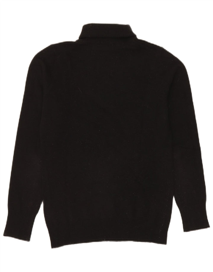 Benetton Womens Roll Neck Jumper Sweater UK 10 Small Black Wool