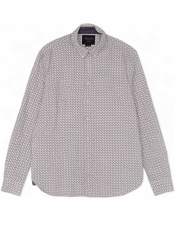 Joules Mens Abstract Pattern Classic Fit Shirt Large White Cotton