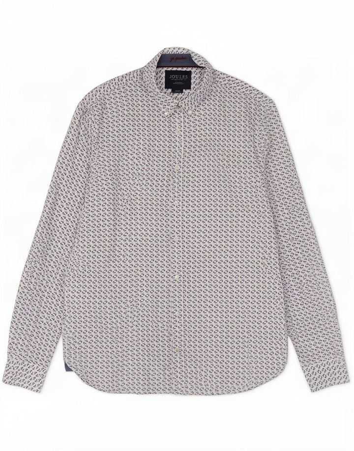 Joules Mens Abstract Pattern Classic Fit Shirt Large White Cotton