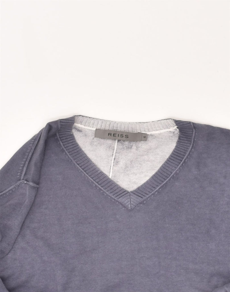 REISS Mens V-Neck Jumper Sweater Medium Grey Cotton | Vintage Reiss | Thrift | Second-Hand Reiss | Used Clothing | Messina Hembry 