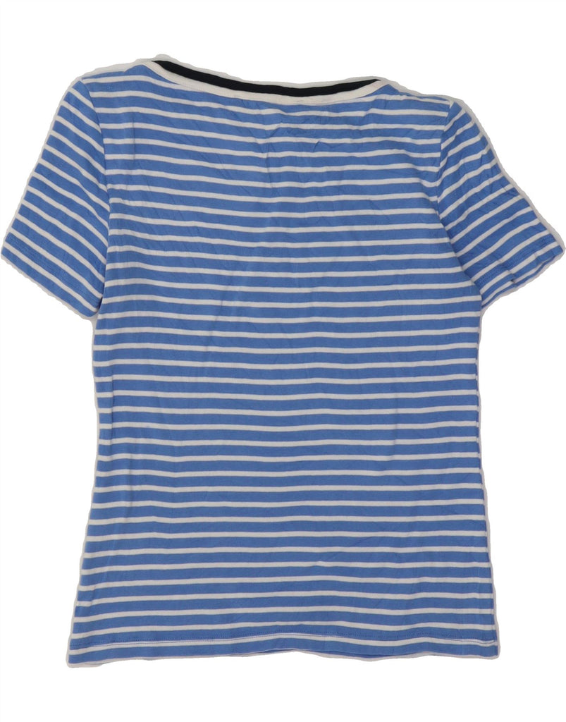 TOMMY HILFIGER Womens T-Shirt Top UK 8 Small Blue Striped Cotton Vintage Tommy Hilfiger and Second-Hand Tommy Hilfiger from Messina Hembry 