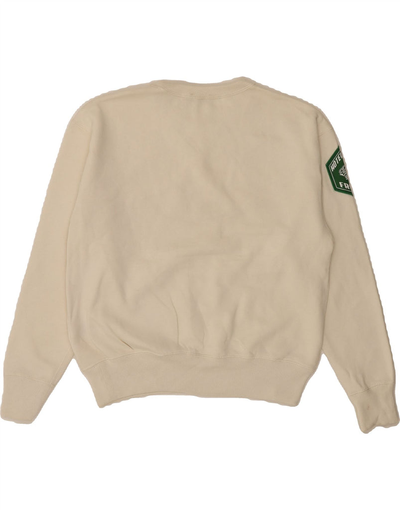 POLO RALPH LAUREN Mens Graphic Sweatshirt Jumper Small Off White Cotton Vintage Polo Ralph Lauren and Second-Hand Polo Ralph Lauren from Messina Hembry 