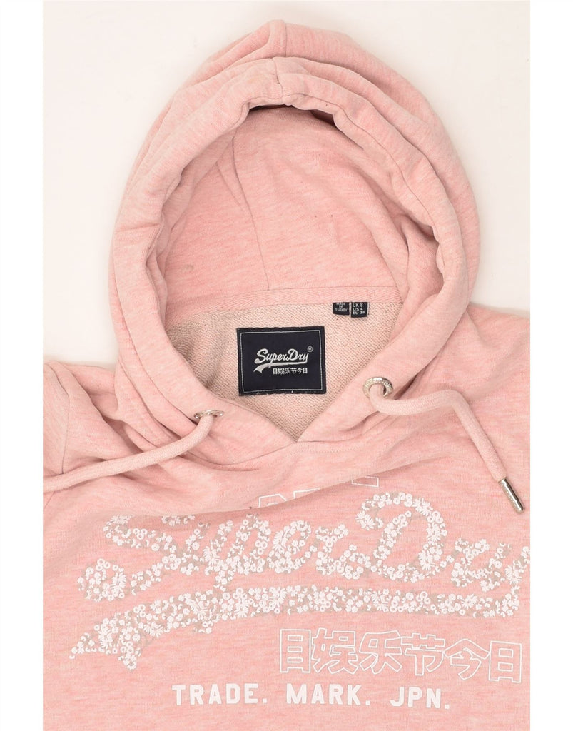 SUPERDRY Womens Graphic Hoodie Jumper UK 8 Small Pink Cotton | Vintage Superdry | Thrift | Second-Hand Superdry | Used Clothing | Messina Hembry 