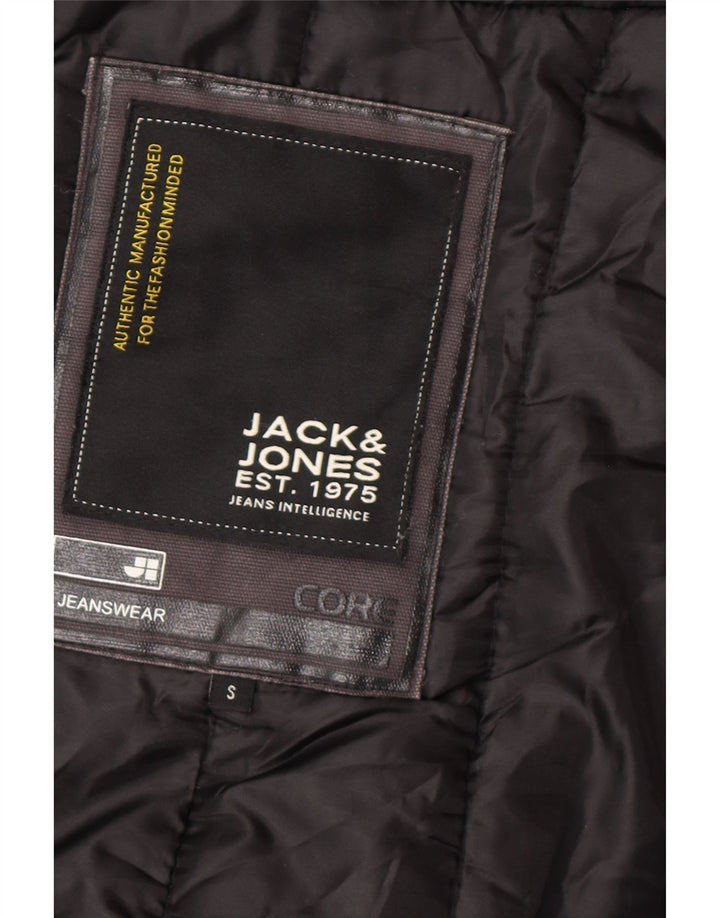 Jack & Jones Mens Hooded Bomber Jacket UK 36 Small Black Polyamide
