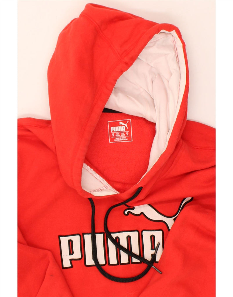 PUMA Mens Graphic Hoodie Jumper Medium Red Cotton | Vintage Puma | Thrift | Second-Hand Puma | Used Clothing | Messina Hembry 