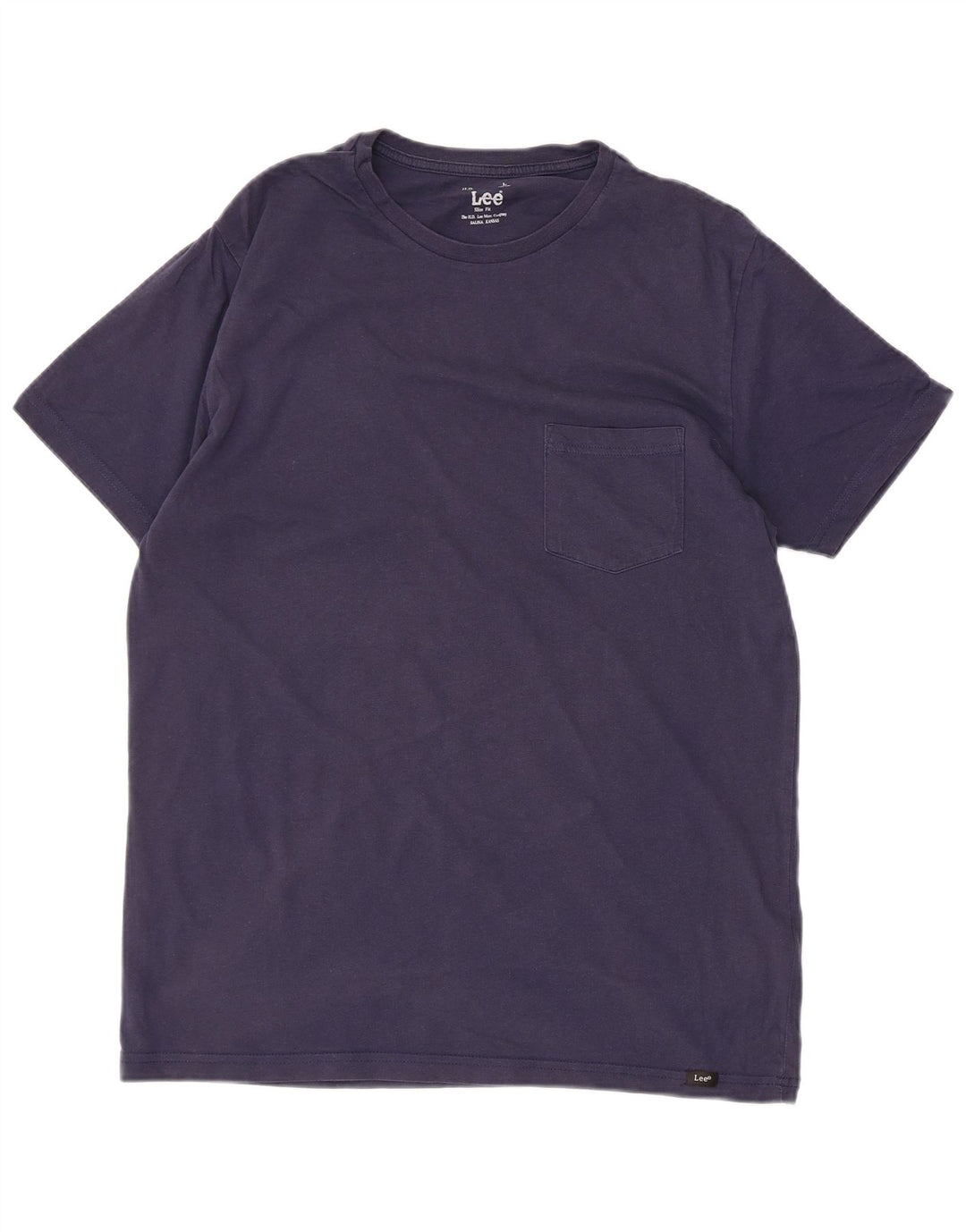 LEE Mens Slim Fit T-Shirt Top Large Navy Blue Cotton