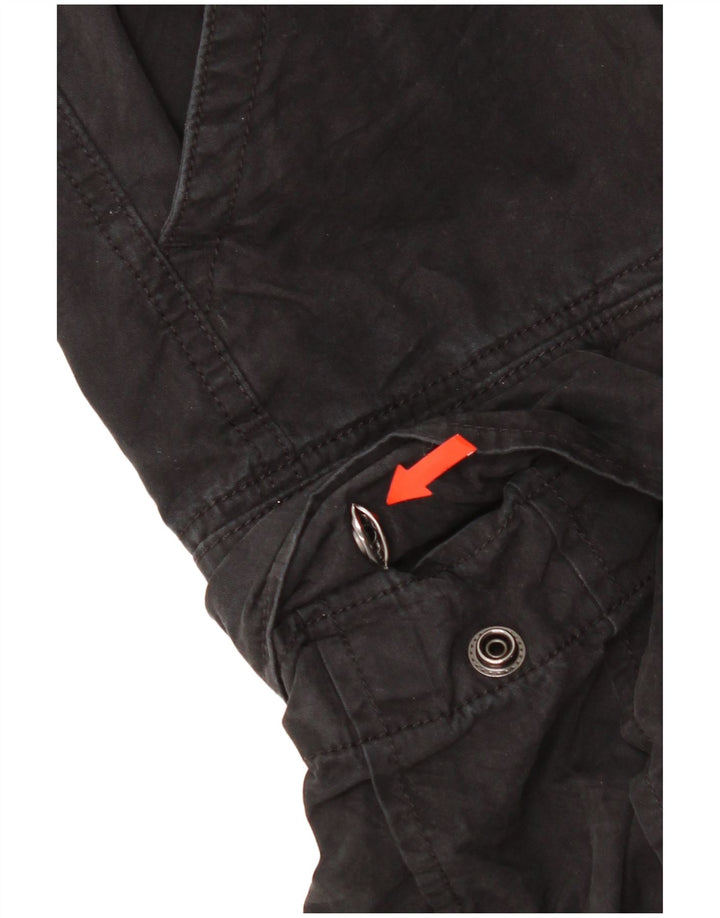 Superdry Mens Straight Cargo Trousers W34 L27 Black Cotton