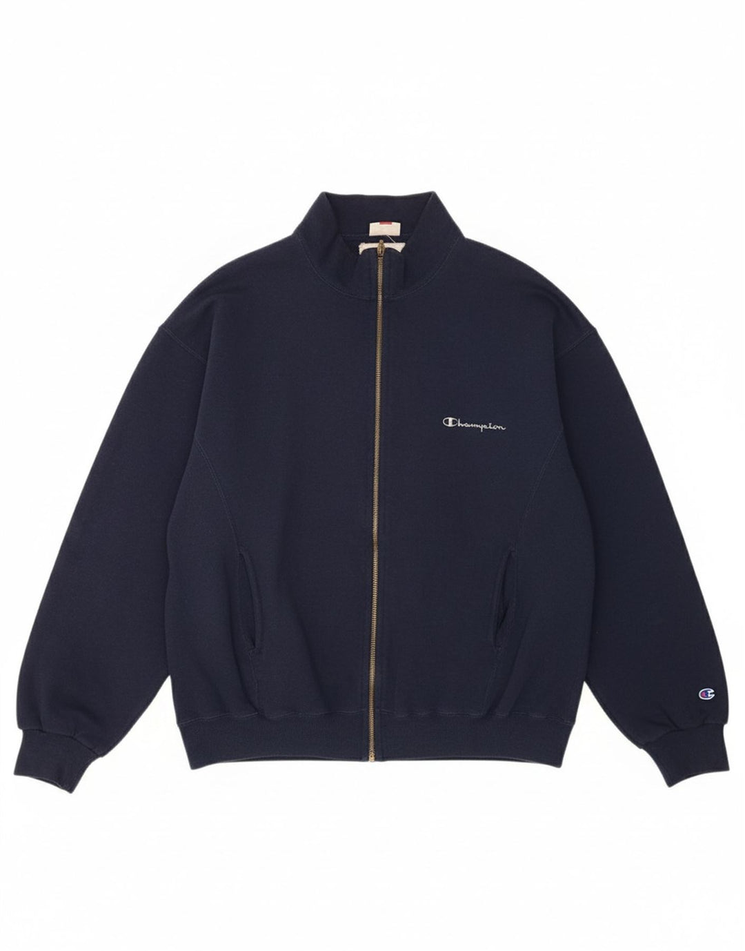 CHAMPION Mens Tracksuit Top Jacket Large Navy Blue Cotton