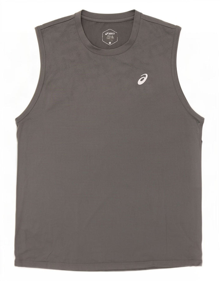 Asics Mens Graphic Vest Top Large Grey Polyester