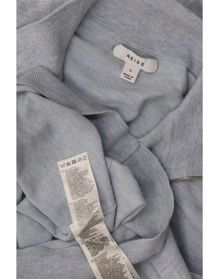 Reiss Mens Zip Neck Jumper Sweater Small Blue Cotton