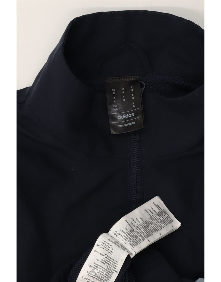 Adidas Mens Tracksuit Top Jacket Medium Navy Blue Colourblock Polyester