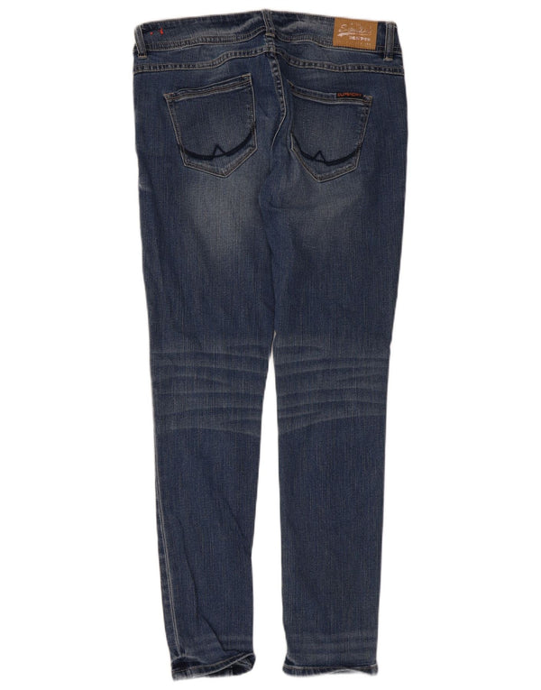 Superdry Womens Distressed Skinny Jeans W32 L30 Blue Cotton
