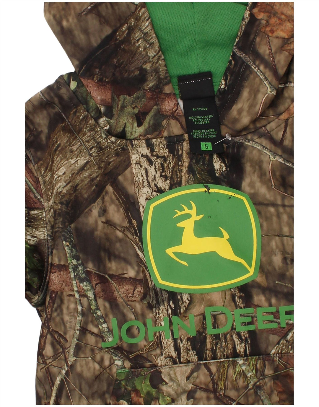 John Deere Boys Graphic Hoodie Jumper 4-5 Years Khaki Camouflage Polyester