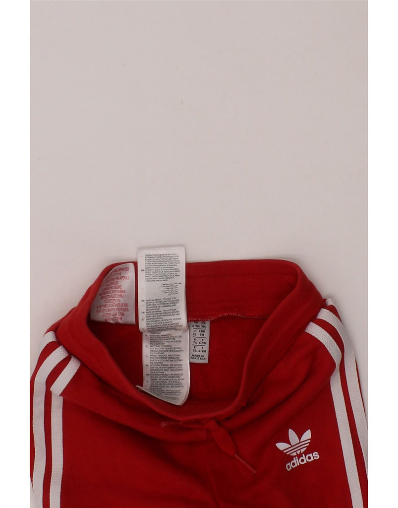 ADIDAS Baby Girls Joggers Tracksuit Trousers 6-9 Months Red Cotton Vintage Adidas and Second-Hand Adidas from Messina Hembry 