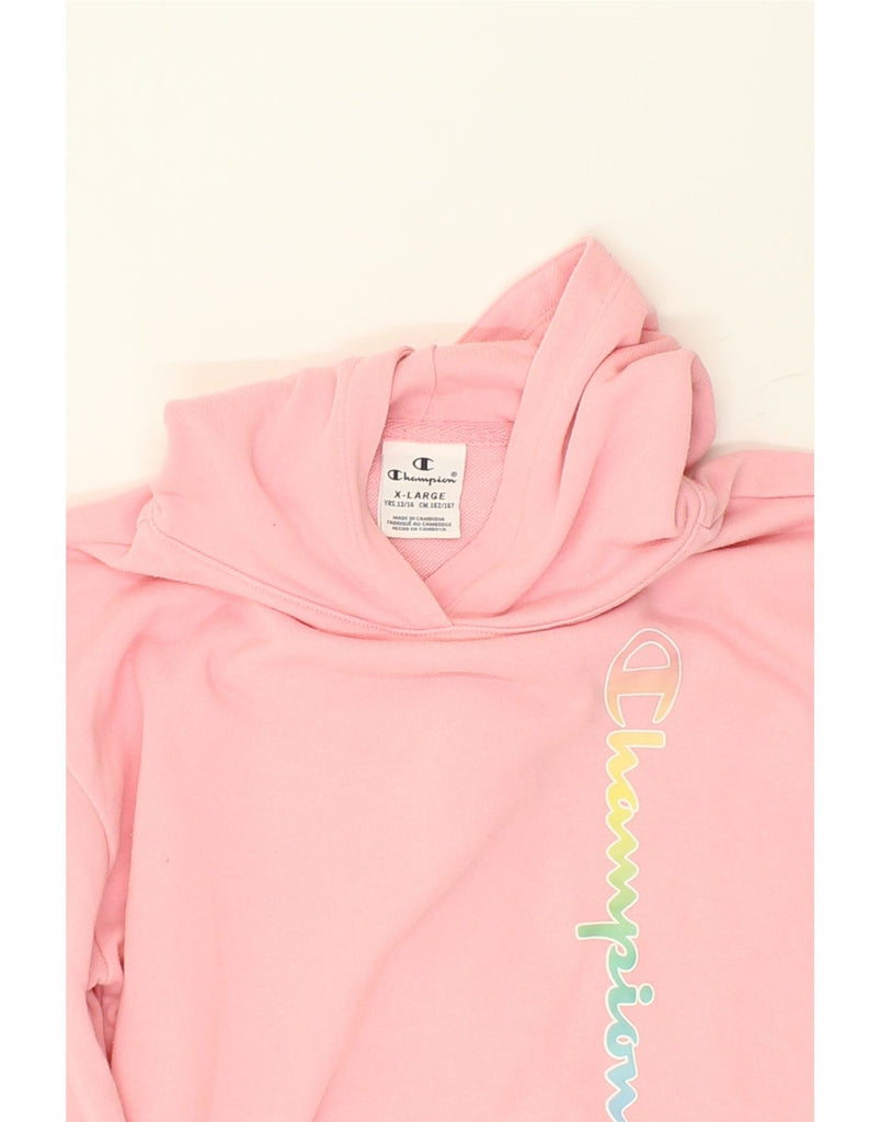 CHAMPION Girls Graphic Hoodie Jumper 13-14 Years XL  Pink | Vintage Champion | Thrift | Second-Hand Champion | Used Clothing | Messina Hembry 