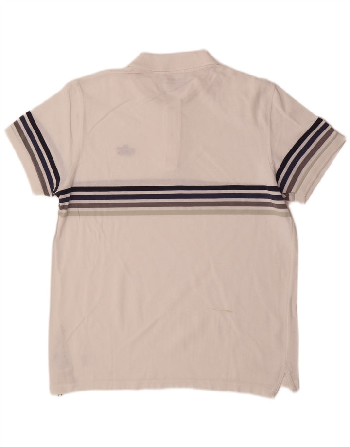 Blend Mens Polo Shirt Large White Striped Cotton