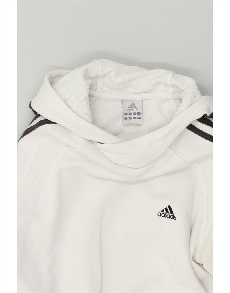 ADIDAS Womens Hoodie Jumper UK 14 Large White Cotton | Vintage Adidas | Thrift | Second-Hand Adidas | Used Clothing | Messina Hembry 