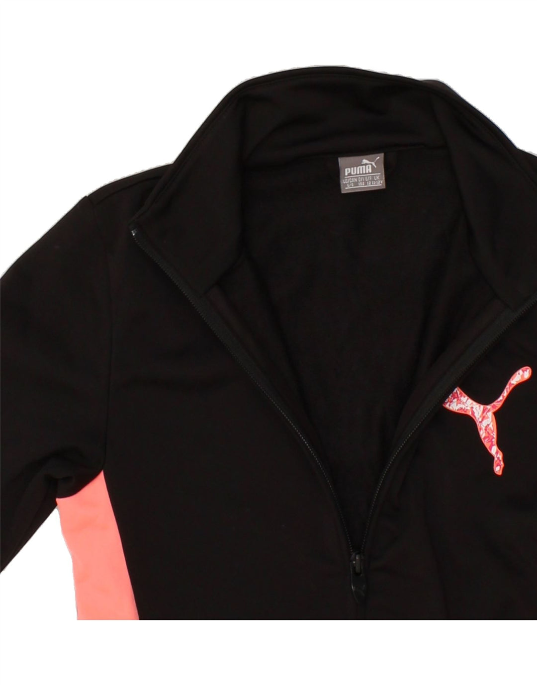 PUMA Girls Graphic Tracksuit Top Jacket 11-12 Years Large Black Vintage Puma and Second-Hand Puma from Messina Hembry 