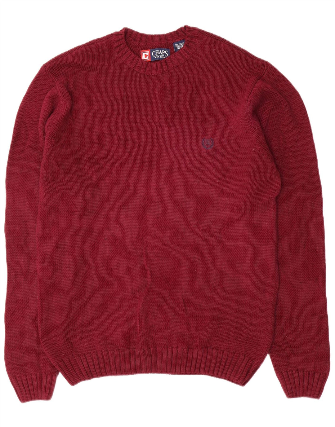 Chaps Mens Crew Neck Jumper Sweater Small Burgundy