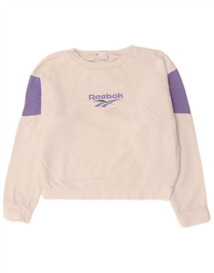 Reebok Womens Oversized Crop Sweatshirt Jumper UK 8/10 Small White