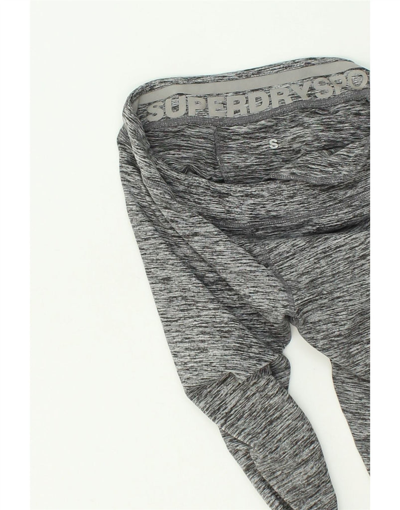 SUPERDRY Womens Graphic Leggings UK 10 Small Grey Flecked Polyester | Vintage Superdry | Thrift | Second-Hand Superdry | Used Clothing | Messina Hembry 