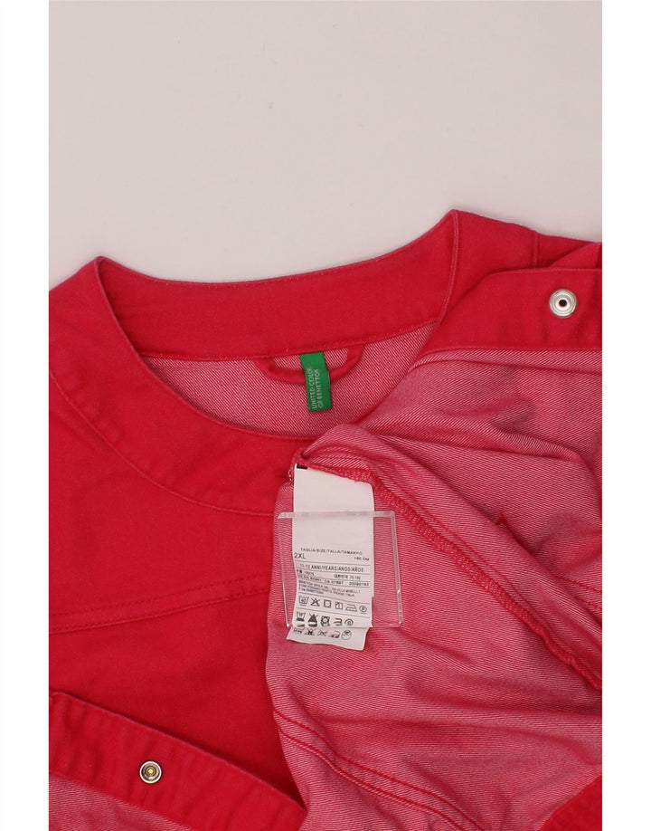 BENETTON Girls Bomber Jacket 11-12 Years 2XL Red Cotton Vintage Benetton and Second-Hand Benetton from Messina Hembry 