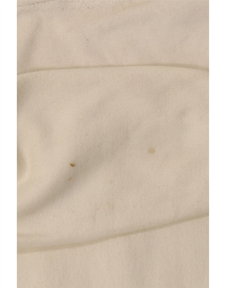 CHAMPION Womens Graphic Hooded Fleece Jumper UK 14 Medium Off White Cotton