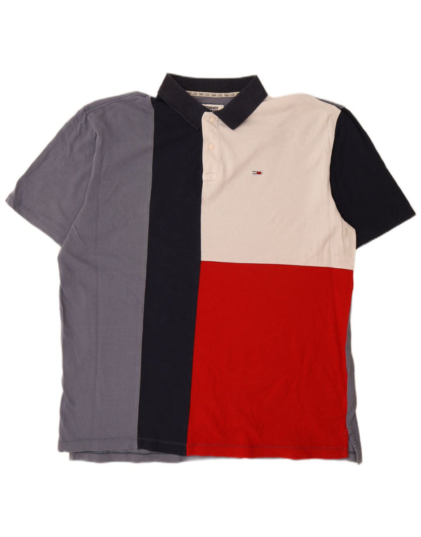 TOMMY HILFIGER Mens Polo Shirt 2XL Multicoloured Colourblock Cotton