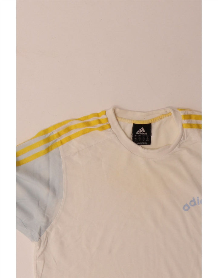 ADIDAS Mens T-Shirt Top Small White Colourblock Cotton