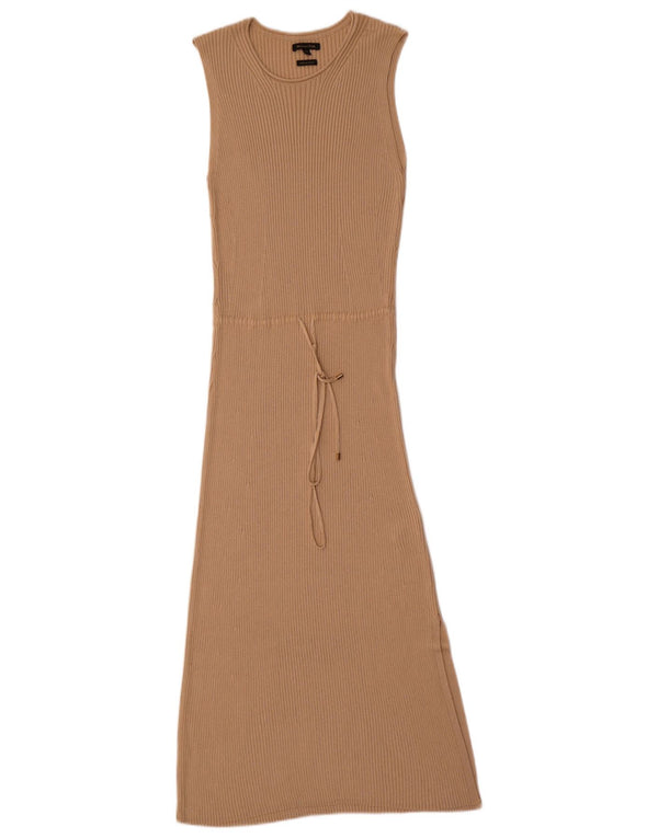 Massimo Dutti Womens Sleeveless Maxi Dress UK 12 Medium Beige Viscose