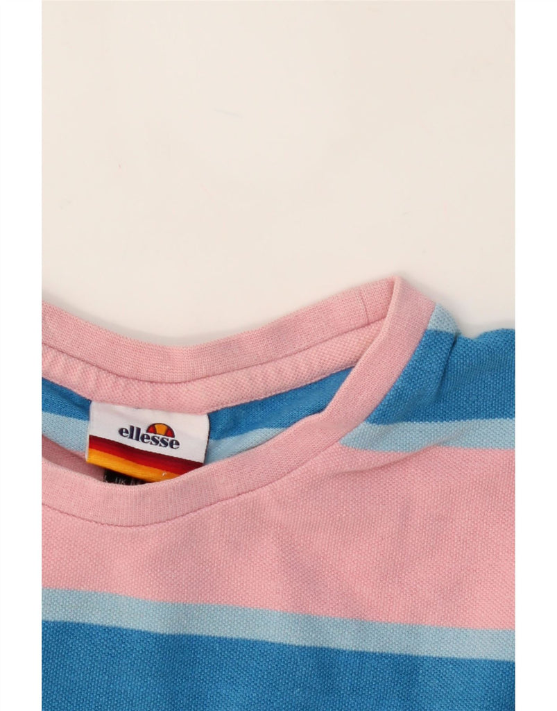 ELLESSE Mens T-Shirt Top Medium Pink Striped Vintage Ellesse and Second-Hand Ellesse from Messina Hembry 