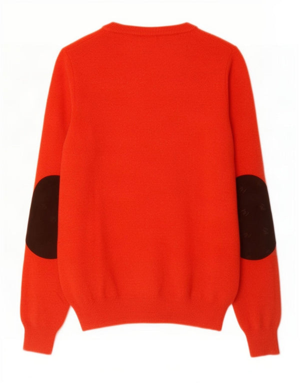 Fay Boys V-Neck Jumper Sweater 11-12 Years Orange Colourblock Virgin Wool