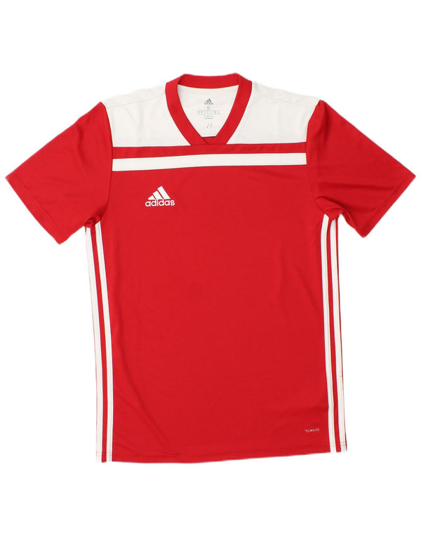 Adidas Mens Climalite T-Shirt Top Small Red Colourblock Polyester