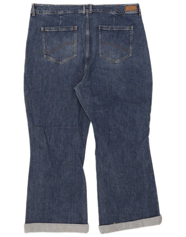 Fat Face Womens Fly High Waist Crop Flared Jeans UK 20 2XL W40 L26 Blue
