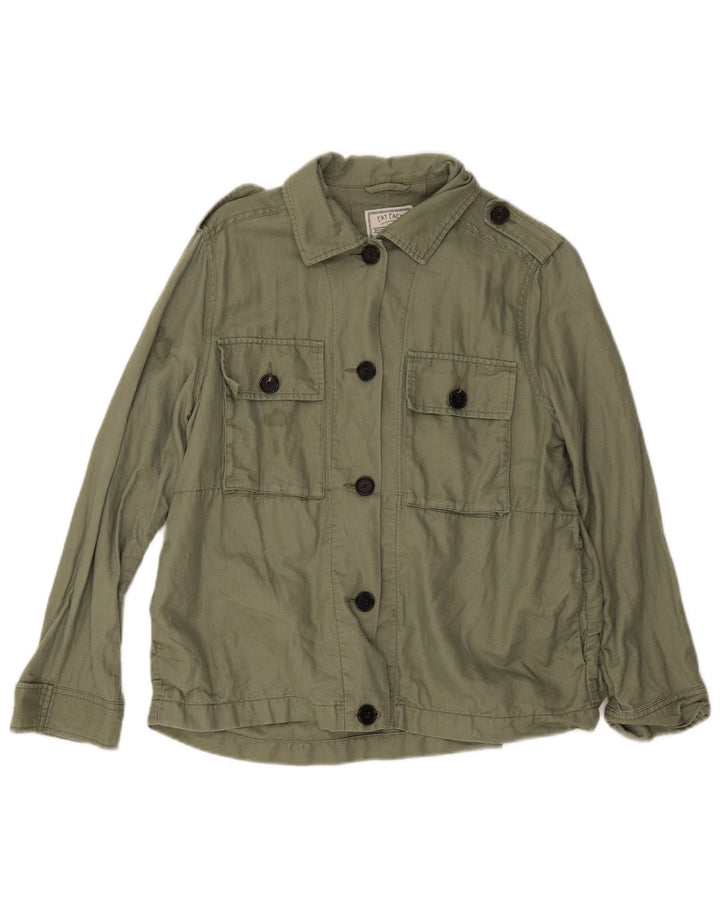 Fat Face Womens Oversized Military Jacket UK 8 Small Green Linen